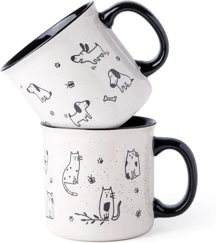 AmorArc Juego de 2 tazas de café de cerámica grandes de 22 onzas, tazas de gran tamaño con mango grande para hombres, mujeres, papá, mamá, taza