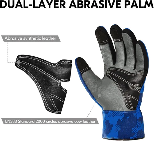 Miniatura 3 de Vgo... Winter Work Gloves for Men,Cold Weather Waterproof Gloves,Freezer Use,Cow Leather,Touchscreen(CA9790FW)