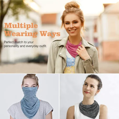 Miniatura 5 de MoKo Scarf Mask Bandana with Ear Loops 3 Pack, Neck Gaiter Balaclava with Filter Pocket UV Protection Mask