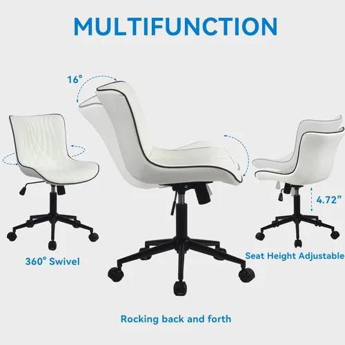 Miniatura 3 de YOUNIKE Silla de Oficina, Silla de Escritorio sin Brazos con Ruedas, Sillas de Tarea de Computadora para Oficina en Casa, Silla de Tocador Moderna