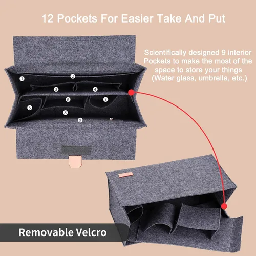 Miniatura 5 de Doxo Organizador de bolso para bolsos, organizador de fieltro para bolso con 2 tamaños, inserto de bolsa compatible con bolsas D grandes para libros