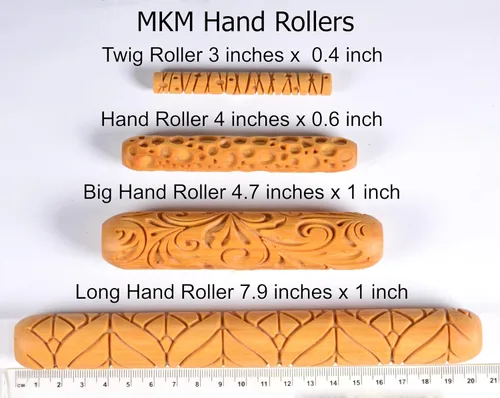Miniatura 3 de MKM Pottery Tools Rodillos de mano de madera para arcilla (HR-12 puntos)
