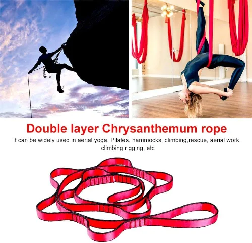 Miniatura 7 de 2 correas de escalada fuertes de 22 KN con cadena de margaritas de nailon, correa ajustable, longitud 110/150/70.9 in cinturón de yoga Negro