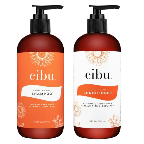 CIBU Curl + Coil - Paquete de champú y acondicionador – Limpia, hidrata y conserva los rizos y bobinas naturales para un cabello suave y manejable –