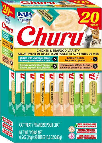 Miniatura 12 de INABA Churu - Bocadillos para gatos, puré cremoso para gatos, sin cereales, que se puede lamer y exprimir, suplemento con vitamina E y taurina, 0.5