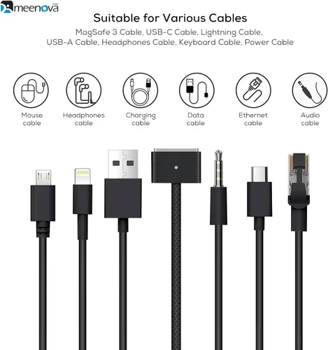 Miniatura 5 de Meenova Organizador de cables de acero inoxidable 304, peso de papel de metal, organizador de cables estético lindo accesorios de escritorio
