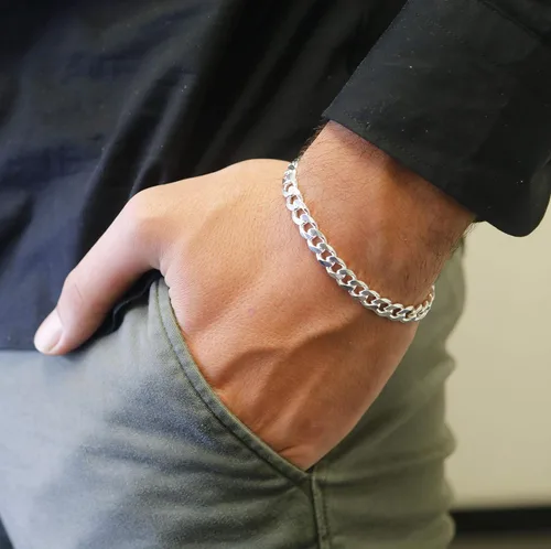 Miniatura 2 de Verona Jewelers - Pulsera de plata esterlina italiana con eslabones cubanos para hombre, 7.5 mm, 8 mm, 9.2 mm, 11 mm, 15 mm, plata esterlina 925