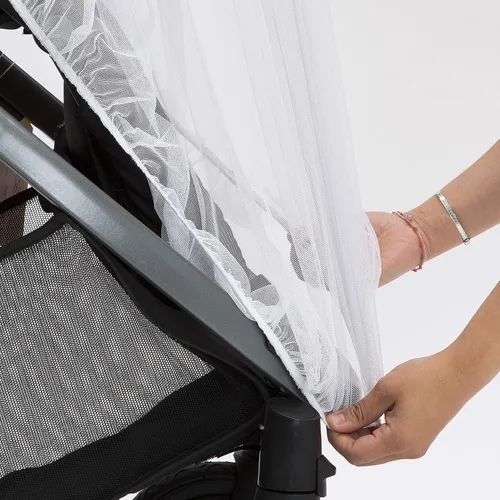 Miniatura 7 de Delta Children Mosquitera para asientos de coche infantiles, cochecitos y moisés Transpirable con red elástica para un fácil ajuste Blanco