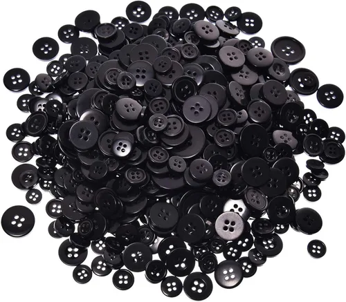 600-700 botones negros para manualidades, varios botones negros para manualidades, botón negro mixto para artes, manualidades, decoración de Navidad