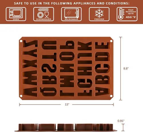 Miniatura 3 de Moldes de letras grandes de silicona con letras para crayón, decoración para hornear pasteles (2)