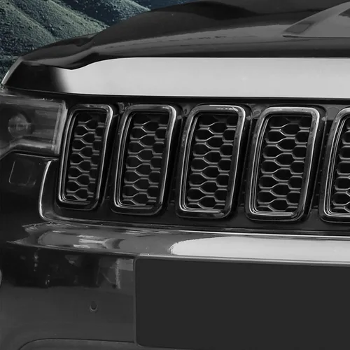 Miniatura 7 de RT-TCZ 7 piezas de insertos de malla para parrilla delantera, kit de insertos de cubiertas de anillos para Jeep Grand Cherokee 2017 2018 2019 2020