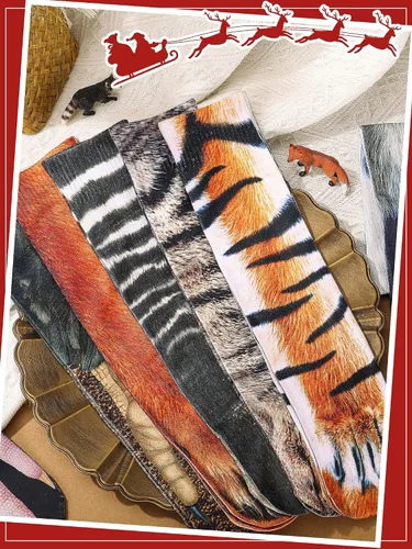 Miniatura 4 de 10 pares de calcetines de pata de animal de Navidad, novedosos calcetines impresos en 3D, calcetines de pies de animales para mujeres, hombres