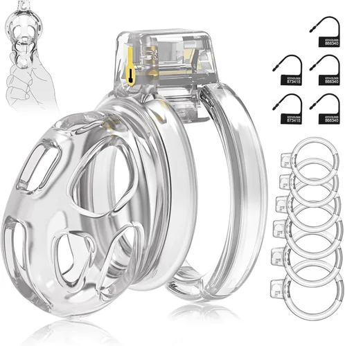 Dispositivos de Jaula de Castidad Masculina - Jaula de Pene de Silicona Suave y Ligera para Hombre, Cintura de Castidad Transparente con Candado
