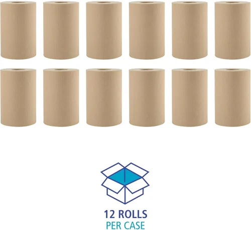 Miniatura 3 de Boardwalk 6252 Toallas de papel Hardwound, 8 pulgadas x 350 pies, 1 capa natural (caja de 12 rollos)