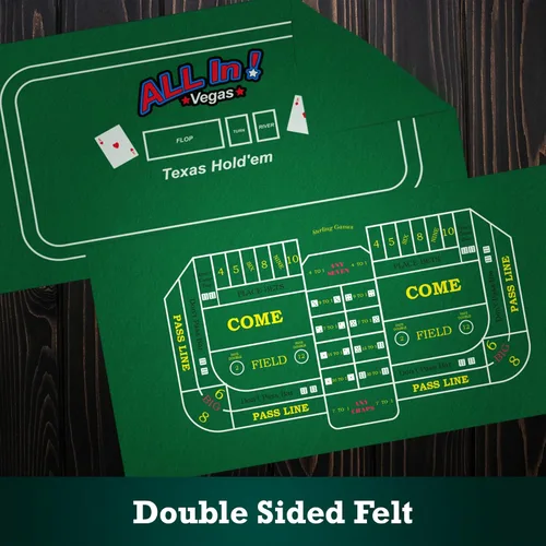 Miniatura 3 de STERLING Games Poker Blackjack Craps - Tapete de fieltro de 72 x 36 pulgadas, doble cara para casino estilo casino, mesa de juegos en casa, cubierta