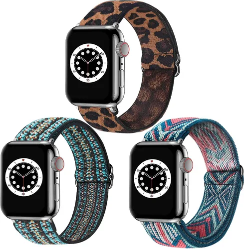Miniatura 13 de Dsytom Paquete de 3 correas elásticas compatibles con Apple Watch de 1.496 pulgadas, 1.614 pulgadas, 1.575 pulgadas, 1.654 pulgadas, 1.732 pulgadas