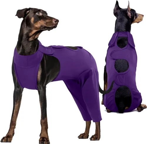 Miniatura 8 de Kuoser Manga de Protección para Heridas en Muslos para Perros, Traje de Recuperación Quirúrgica para Perros para Patas Traseras, Manga de Verde