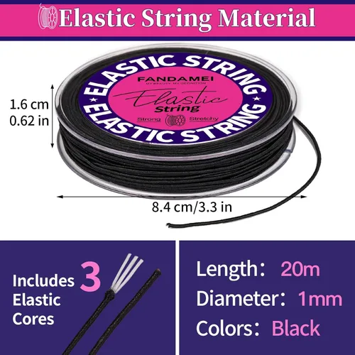 Miniatura 2 de FANDAMEI Cuerda elástica de 0.039 in para cuentas, cordón elástico para hacer pulseras, cordón elástico para hacer joyas, hilo resistente