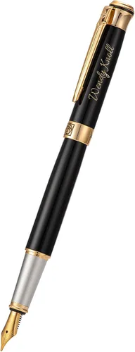 Miniatura 2 de Wikult Picasso 903 - Pluma estilográfica personalizada de oro negro, punta fina, regalo con bolsa pequeña para bolígrafo, grabado con tu nombre