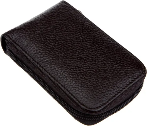 Miniatura 40 de RFID mini organizador de tarjetas de crédito, cuero auténtico, billetera compacta con visor de identificación, S, Negro