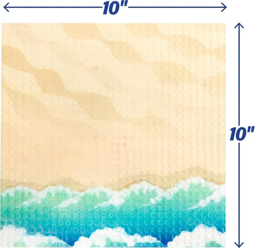 Miniatura 2 de Summer Beach - Placas base para terreno para ladrillos de construcción, juego de 2 placas de construcción grandes de 10 x 10 pulgadas, doble