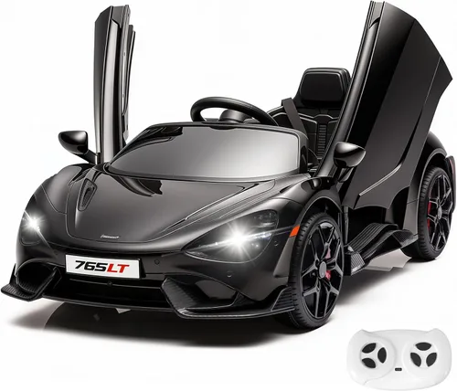 Automóvil de paseo para niños con licencia McLaren 765LT para niños de 3 a 6 años, vehículo eléctrico con batería de 12 V, con control remoto para