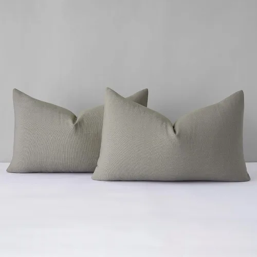 Miniatura 15 de Mixhug Juego de 2 fundas de almohada decorativas de lino para sofá y cama, cojín lumbar, color marrón claro, 12 x 20 pulgadas