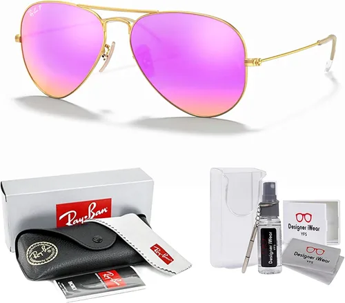 Miniatura 68 de Ray-Ban RB3025 - Lentes de sol de aviador de metal para hombre y mujer + paquete con kit de cuidado de gafas iWear de diseñador