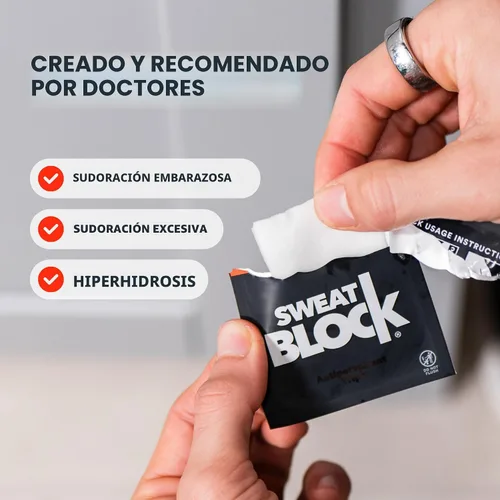 Miniatura 3 de SweatBlock Max Clinical - Toallitas antitranspirantes para sudoración excesiva e hiperhidrosis - hasta 7 días de protección/toallita - 10
