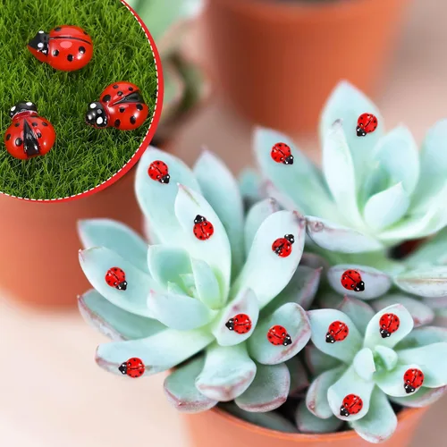 Miniatura 7 de 200 piezas de mini resina de mariquita, figuras miniatura de mariquita para niños, baby shower, bricolaje, decoración de pasteles, manualidades