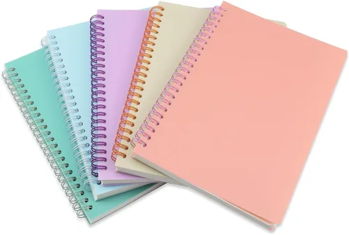 Miniatura 6 de Paquete de 5 cuadernos espiral con líneas para mujeres y hombres, 21 x 14.5 cm / 8.3 x 5.7 pulgadas, 80 hojas/160 páginas, cuaderno de reglas