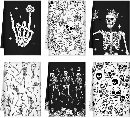 Miniatura 11 de Bencailor - 6 toallas de cocina góticas espeluznantes con tarot, toallas de mano, luna, sol, bruja, té, para fiestas de terror, regalos de baño