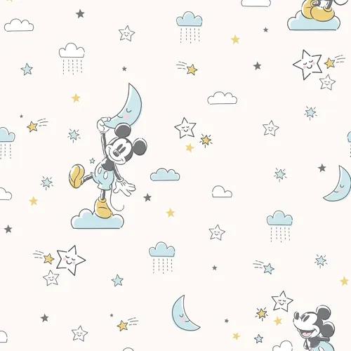 Miniatura 5 de Lambs & Ivy Disney Baby Moonlight Mickey Mouse - Sábana bajera ajustable para cuna, color blanco Luz de luna Mickey