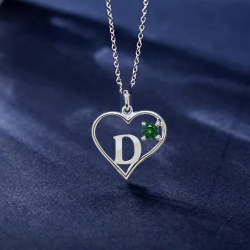 Miniatura 5 de Colgante de Plata de Ley Corazón y Letra D