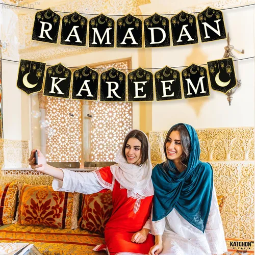 Miniatura 4 de KatchOn, Ramadan Kareem Banner - 10 pies, negro y dorado, cartulina, rectangular