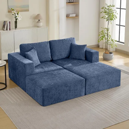 Miniatura 33 de Sofá modular Cloud de 3 plazas sin hueso de 115 pulgadas para habitación familiar, sofá sin espinas comprimida de espuma viscoelástica con asiento