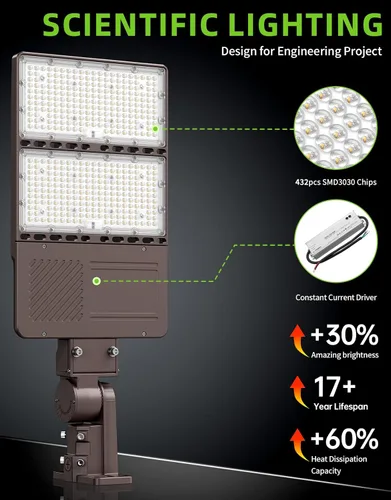 Miniatura 3 de Luz de estacionamiento LED de 480 V 240 W con fotocélula 36000LM 5000K LED Shoebox Light Pole Inundación Accesorio de inundación IP65 Área comercial