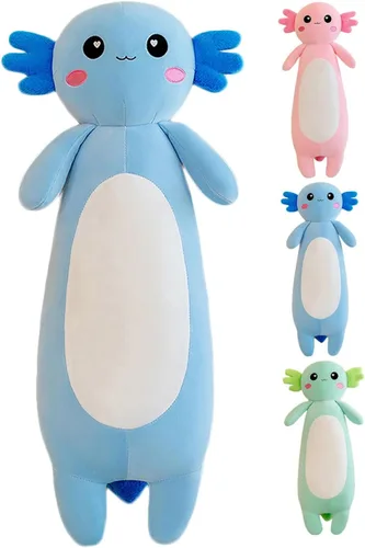 Kekeso Animal de Peluche Ajolote Largo Almohada de Peluche de Salamandra, Suave Juguete de Peluche de Ajolote para Niños y Niñas, Regalos para Azul