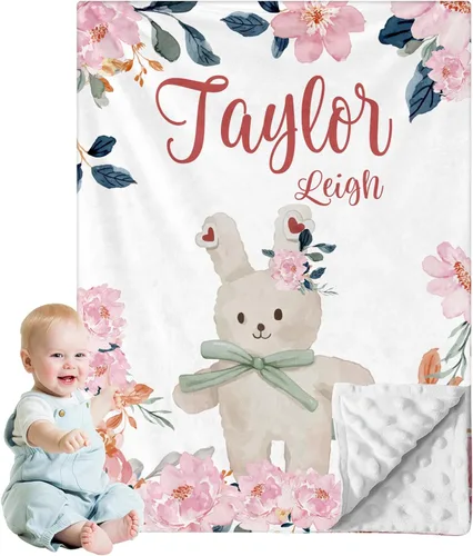 Miniatura 28 de Manta de bebé personalizada para niños, nombre personalizado con diseños de ratón, franela suave con respaldo de puntos de doble capa, manta 19 Ratón