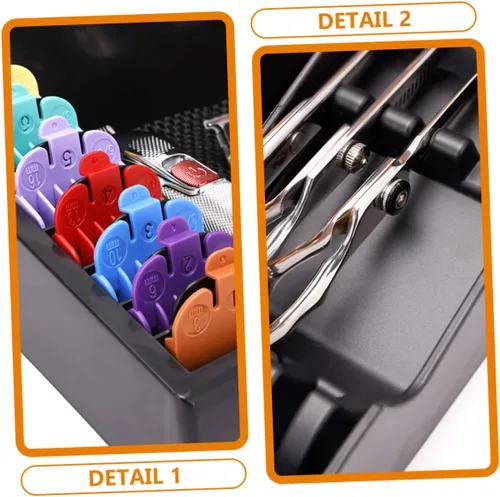Miniatura 5 de MERRYHAPY Clipper para estuche de almacenamiento, estación de corte de pelo portátil, recortadora, peluquero con bandeja para el cabello, muescas