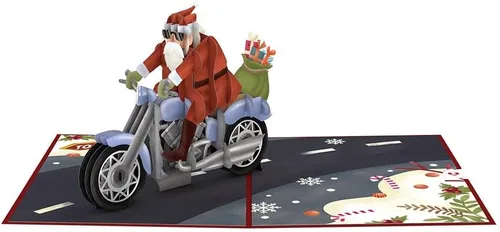 Miniatura 4 de Lovepop Tarjeta desplegable de Navidad para ella y él, tarjetas de felicitación navideñas 3D para niños, niñas, hombres, mujeres, motocicleta