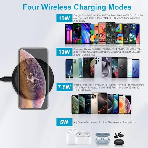 Miniatura 3 de Cargador inalámbrico rápido de 15 W para Google Pixel 10a/10/10 Pro XL/Fold/9a/9/9 Pro/Samsung Galaxy S26/S25 Ultra/S24/Z Fold7, estación de carga