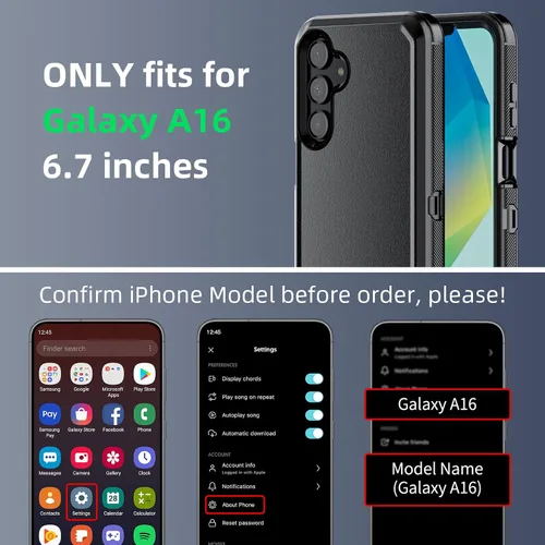 Miniatura 2 de Jiunai Funda para Samsung A16, a prueba de golpes, antipolvo, protección resistente, de doble capa, borde elevado, para exteriores, híbrida