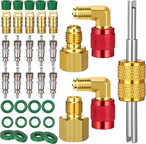 Miniatura 9 de Kit de adaptador R410a de 35 piezas de mini adaptador split 45° 90° manguera de refrigerante, 5/16 pulgadas hembra 1/4 pulgadas macho, 1/2 pulgadas