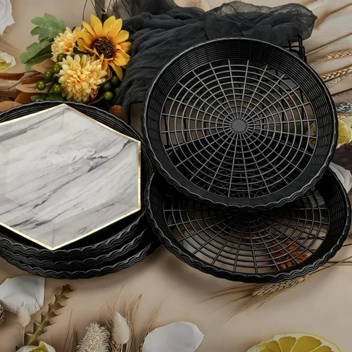 Miniatura 6 de AccEncyc 6 Pack Paper Plate Holder 9" Plastic Paper Plate Holders Reusable Plate Holders for Party BBQ Outdoor Cooking Picnic, Black