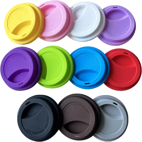 Miniatura 3 de Fundas de silicona para tazas, tapas de silicona reutilizables para tazas, tazas y tazas flexibles, tapas de tazas calientes para café, color negro