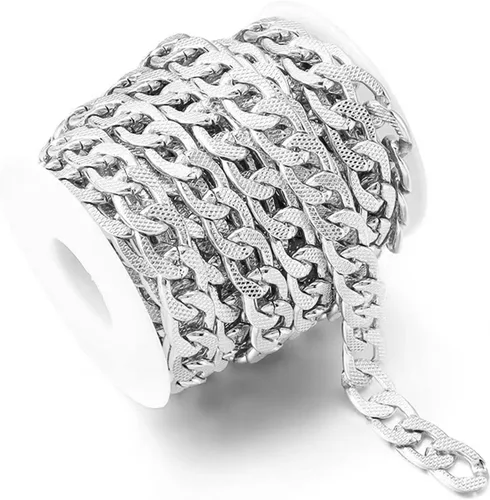 Miniatura 32 de N/C Cadenas de aluminio de 15 pies de eslabones de perlas de imitación, cadena de eslabones trenzados, cadenas de cable cruzado con colgante