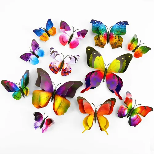 Miniatura 13 de SAOROPEB Decoración de pared de mariposa 3D, 24 piezas de decoraciones de mariposa de doble capa para decoraciones de fiesta, decoración