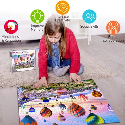 Miniatura 4 de Rompecabezas para adultos de 1000 piezas para adultos – Globos de aire caliente estilo paisaje rompecabezas juego de juguetes regalo