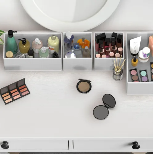 Miniatura 7 de Simple Houseware Organizador de cajones de ropa interior para calcetines, brasier, ropa interior, bragas, mameluco, plegable, juego de 4, gris